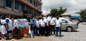 Ayawaso East and North branches of NABCO donating items to the Maamobi General Hospital