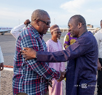 NDC Flagbearer John Mahama interacting with Alban Bagbin