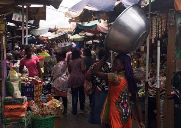 There was no adherence to social distancing protocols at the weekly Tuesday market at Dormaa-Ahenkro