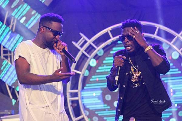 Dancehall artiste, Shatta Wale with Stonebwoy