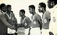 Ghana's former president with some national team players