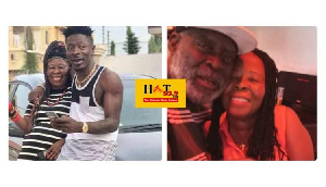 Shatta Wale and his mother Elsie Evelyn Avemegah with Kofi Adjorlolo