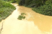 The current state of the Mankran River due to illegal mining