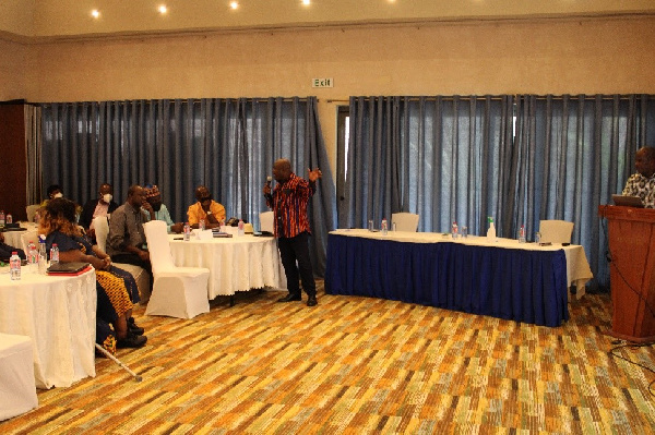 Joseph Cudjoe is seen here interacting with the members of the SoEs