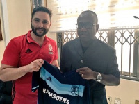 GFA Chief Kwesi Nyantakyi with Thiago Cruz