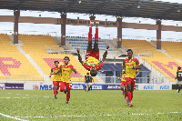 Attram does somersault celebration during a game