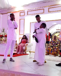 Wayoosi, Rev Obofour, his wife seated and others at the birthday party