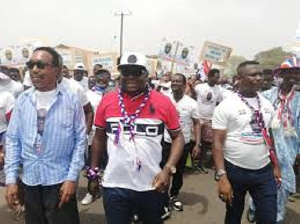 Mike Oquaye Jr. leading the mini-rally at Dome-Kwabenya