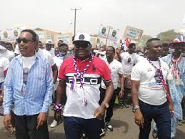 Mike Oquaye Jr. leading the mini-rally at Dome-Kwabenya