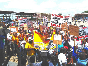 Hundreds of Workers from various labour unions in the Central Region