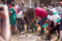 MP for Effiduase-Asokore, Dr Nana Ayew Afriye during the sod-cutting of the project