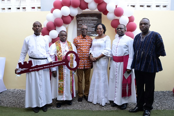 The Enterprise Group handed over an ultra-modern three-story school building for Bishop Mixed JHS