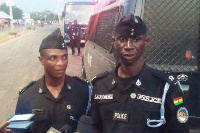 Supt Alexander Obeng, Police Director of Public Affairs (right) during a visit to Nkoranza