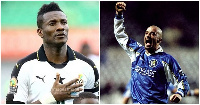 Asamoah Gyan (L) and late Italian legend Gianluca Vialli