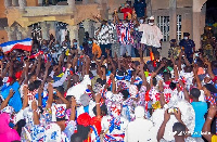 Dr Bawumia responds to cheers from the people of Bole