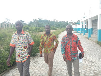 George Agyiri inspected the new market near the Asankrangwa Senior High School