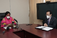 Shi Ting Wang interacting with Shirley Ayorkor Botchway with