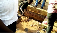 A photo of the suspected thief desilting a gutter