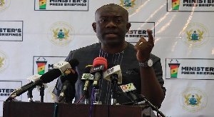 Information Minister, Kojo Oppong-Nkrumah addressing the press