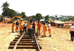 Rail workers on site