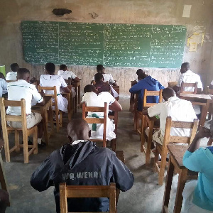 Students in an exam hall