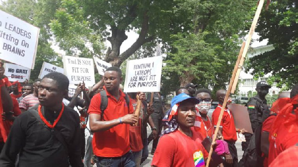 Chants of “No laptop, no council meeting!” disrupted the event