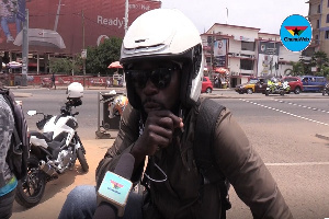 An Okada rider sharing his thoughts with GhanaWeb