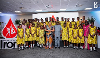 Her Excellency, Mrs. Rebecca Akufo-Addo with some students at the unveiling