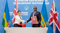 The Minister of Foreign Affairs and International Cooperation Dr. Vincent Biruta and Priti Patel