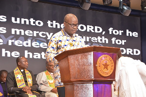 Dr. Ernest Addison, Bank of Ghana Governor speaking at the service