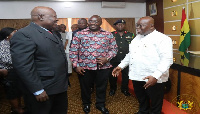 President Akufo-Addo with Dr Bawumia and Martin Amidu