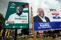 Billboards of the two main political parties, NDC and NPP