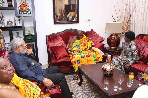 Otumfuo Osei Tutu II with the Rawlings'