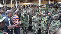 John Mahama addressing soldiers