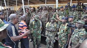 John Mahama addressing soldiers