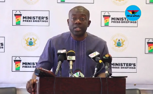 Minister of Information, Kojo Oppong Nkrumah addressing the press