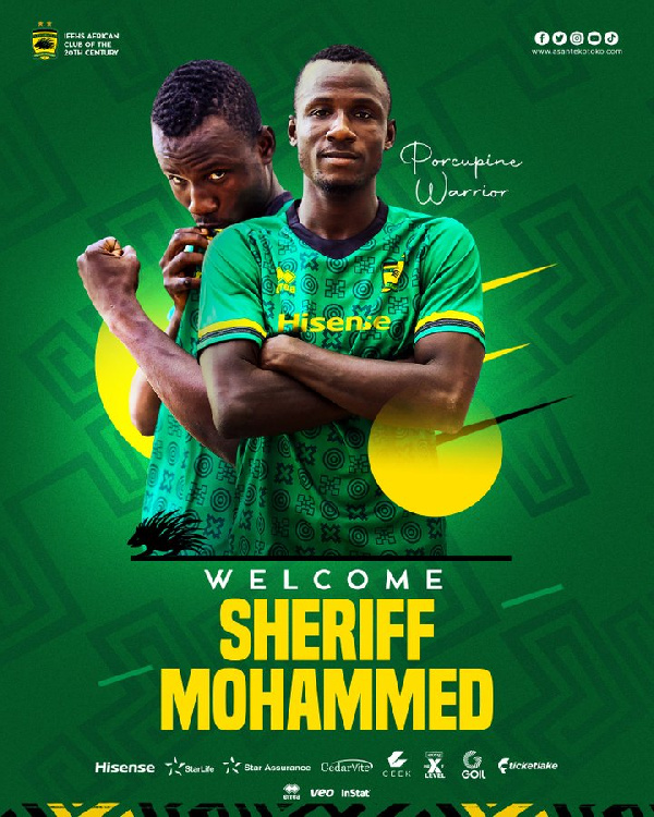 Midfielder Sheriff Mohammed has joined Asante Kotoko