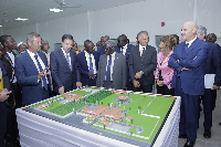 Italy's Prime Minister, Guiseppe Conte and Senior Minister, Yaw Osafo-Maafo with other officials