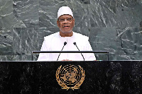 resident of Mali Ibrahim Boubacar Keita speaks at the United Nations headquarters