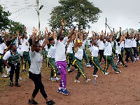 Some Immigration Officers working out