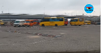 Some buses parked at the Kasoa station