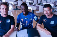 Dwamena (middle) signed a contract until 2023, with an option for an additional year