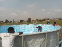 Accra Hearts of Oak's mobile swimming pool being set up