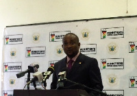 Deputy Minister for Information, Pius Enam Hadzide addressing the media