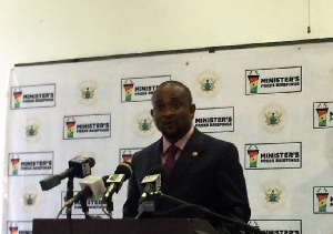 Deputy Minister for Information, Pius Enam Hadzide addressing the media