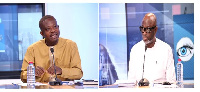 CEO of AGI, Seth Twum Akwaboah (left), and GUTA Prez, Dr. Joseph Obeng (right) debating on the show