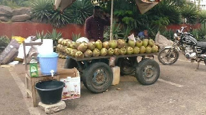 Coconut seller in Cape Coast