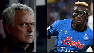 AS Roma coach, Jose Mourinho and Napoli striker, Victor Osimhen