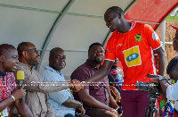 Asante Kotoko striker,George Abege with his CEO George Amoalo