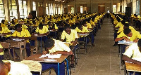 Students in an exam hall